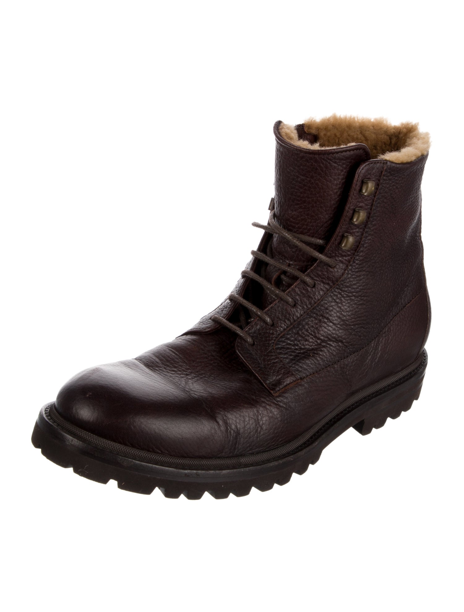 Brunello Cucinelli Leather Lace-Up Boots